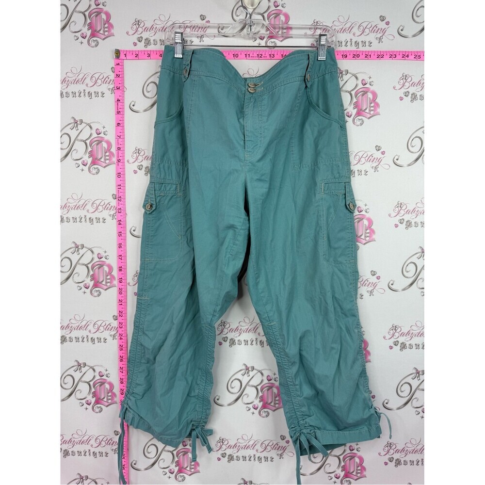 Tribal capri Teal Cargo Capris with Drawstring Hems